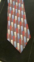American Traditions Us Made Red Blue Geometric Silk Classic Necktie Ties - £6.65 GBP
