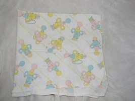 Vintage Baby Blanket Pastel Koala Bear Circus White Blue Pink Yellow Unisex - £31.02 GBP