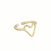Chic 925 Sterling Silver Gold-Plated Adjustable Open Heart Ring - Women&#39;s Fashio - £22.02 GBP