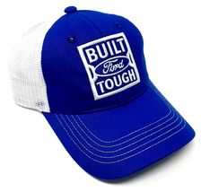 Ford Built Tough Logo Blue &amp; White Mesh Trucker Curved Bill Adjustable Snapback  - £14.89 GBP