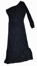 Lilycoco Woman&#39;s Black One Shoulder Pleated Side Slit Midi Dress - Size: S - $16.46
