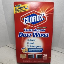 Clorox Triple Action Dust Wipes 26 Extra Large Wipes 8.5” X 10” Fits On ... - £30.52 GBP