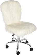 Armless Office Chair, White, Linon Cora Faux Flokati. - £89.60 GBP