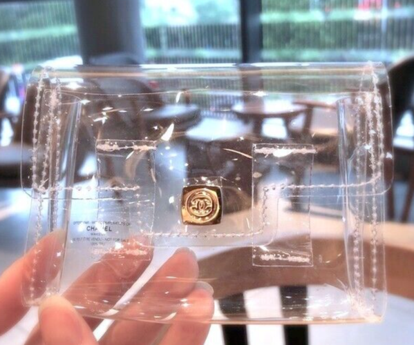 NEW CHANEL Beauty Small Clear PU Cosmetic Makeup Bag VIP Gift NIB 11x7.5x2cm - $27.50