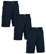 Blu Ice Blu Rock Belted Flex Stretch Cargo Shorts 9&quot; Inseam Navy-34W - $460.23 MXN
