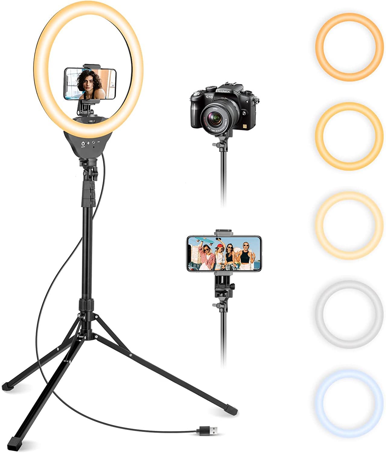 Aureday 14&#39;&#39; Selfie Ring Light With 62&#39;&#39; Tripod Stand And Phone Holder, ... - $44.99