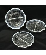 Fenton Opalescent Glass Moonstone Hobnail Divided Dish 7 1/2&quot;  Lot of 3 - $282.64 MXN