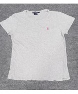 Ralph Lauren Sport Shirt Womens XL Gray Short Sleeve Pink Pony Pullover ... - £13.77 GBP