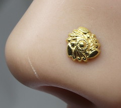 Floral Indian nose stud, Gold plated nose ear ring, Push Pin nase stud 18g - £7.49 GBP
