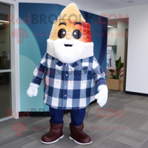 Navy Ice Cream Cone mascot costume character dressed with a Flannel Shirt and Po - £924.86 GBP