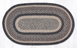 Earth Rugs C 9-93 Black + Tan Oval Braided Rug 27&quot; x 45&quot; - £54.29 GBP