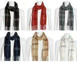 Steve Madden Winter Warm Cozy Plaid Muffler Scarf Made in Italy Fringed - £7.54 GBP