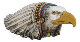 Native Spirit Bald Eagle With Indian Chief Headdress Piggy Money Coin Bank - $646.89 MXN