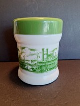 Vintage Milk Glass River Green Boat Scene On White Canister w/Lid Tobacc... - £14.69 GBP