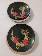 Vintage Lacquered Wood Hand painted Dragon Red Gold dish bowl - £9.03 GBP