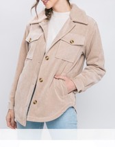 New Love Tree Corduroy Jacket Medium Sherpa Collar Pockets Button Front ... - £19.32 GBP