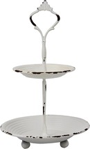Stonebriar Small 2 Tier Worn White Metal Tray, Rustic Farmhouse Decor, T... - $35.98