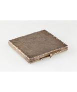 Antique Silver Makeup Compact With Diamond &amp; Flora Pattern - $4,869.24 MXN