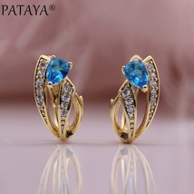 PATAYA New Blue Water Drop Women Unusual Earrings Natural Zircon Party Fashion J - £8.44 GBP