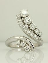 Vintage 14k White Gold Over 1.50ctw Diamond Cocktail Ring Big Statement Estate - £89.08 GBP