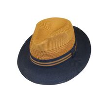 Men's Bruno Capelo Hollywood 2-Tone Straw Style Fedora Hat HW798 Cognac/Navy image 2
