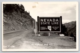 RPPC Nevada State Line Road Sign Billboard on Hwy US 40 Real Photo Postcard I26 - £15.62 GBP