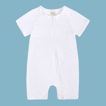Short Sleeve Short Baby Romper White 18-24Mo Cotton Zipper Infant Bodysuit P Js - £10.22 GBP