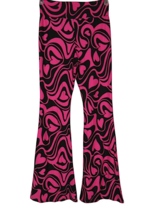 No Boundaries Leggings Pink Black Swirl Heart Flare Legging Stretchy Pants Sz XL - £7.85 GBP
