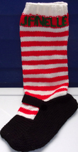 Vintage Homemade Knit Christmas Shoe Christmas Stocking With Name Janelle - £10.35 GBP
