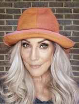 Vintage Madcaps 60s Womens Hat Cloche Orange Pink Burlap Super Mod Sz S/M - $39.55
