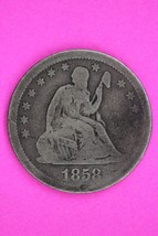 1858 P Seated Liberty Silver Quarter Guaranteed Authentic &amp; Genuine Coin... - $474.79 MXN