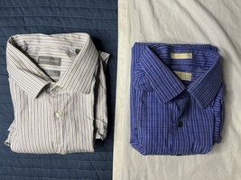 Michael Kors Dress Shirt Lot X2 Men’s 17.5 Striped Long Sleeve Button Up - $30.00