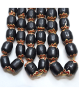 Perles en verre chevron noir ancien style vénitien vintage grande taille... - $59.51