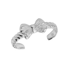 925 Sterling Silver Bow Toe Ring - Adjustable - Knuckle, Thumb Ring - £23.97 GBP