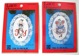 Designs From The Needle 2 Lace Ornaments Kits 1225 Joy Bear &amp; 1229 Mouse - £9.27 GBP