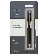 Parker Vector Standard Stainless Steel Fountain Pen  - (Blue Ink) (1 Pen) - £14.85 GBP