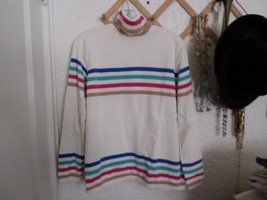 TALBOTS Colorful Striped Cotton Knit Turtleneck Sweater Size L - £14.08 GBP