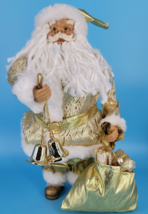 Christmas Decor Santa Figurine 14&quot; with Music Box in the Bag Free Standi... - $33.51