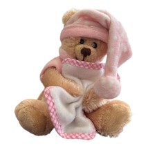 2006 March of Dimes For Babies Brown Bear Stuffed Plush Blanket Tags 6 Inch Pink - $13.98