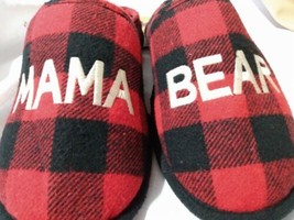 Dearfoams Women&#39;s Mama Bear Slipper Red Black Plaid - Large 9-10 New Wit... - $13.49