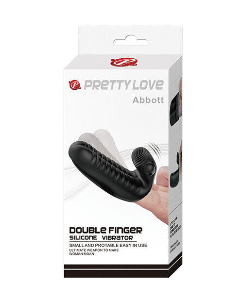 PRETTY LOVE ABBOTT DOUBLE FINGER SLEEVE STIMULATOR SILICONE VIBRATOR - $21.77