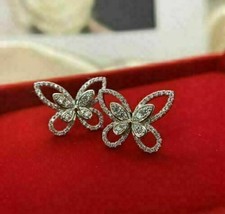 Boucles d&#39;oreilles papillon pour femme avec diamant taille ronde 2,00 ct,... - £127.22 GBP