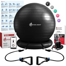 Yoga Ball Chair  Stability Ball With Inflatable Stability Base &amp; Resista... - £59.54 GBP