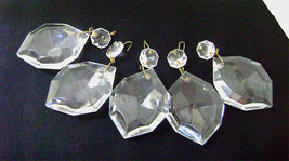 5 Vintage Chandelier Crystals Fancy Octagonal Pendant Multi Faceted Drops - $25.00