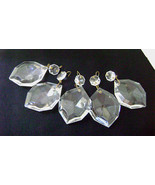 5 Vintage Chandelier Crystals Fancy Octagonal Pendant Multi Faceted Drops - £19.98 GBP