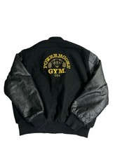 Vintage 90’s Powerhouse Gym Varsity Jacket Mens Size 2XL Leather Wool Bomber - £180.50 GBP