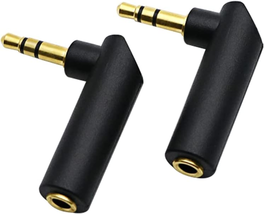 3.5Mm Angle Male to Female Audio Adapter, 90 Degree Right Angle Gold-Plated TRS  - £8.32 GBP