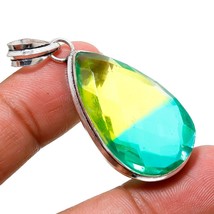 Multi Color Tourmaline Pear Shape Gemstone Ethnic Pendant Jewelry 2.10&quot; SA 8692 - £4.08 GBP