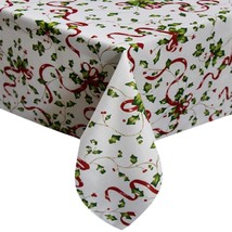 Tektrum 60&quot;X102&quot; Rectangular Seasonal Christmas Ribbons Tablecloth - Holidays - £18.83 GBP