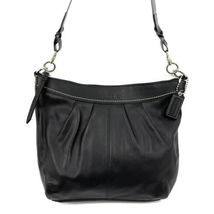 leather black purse with silver hardware. Measurements laying flat are 14 inches - £76.40 GBP